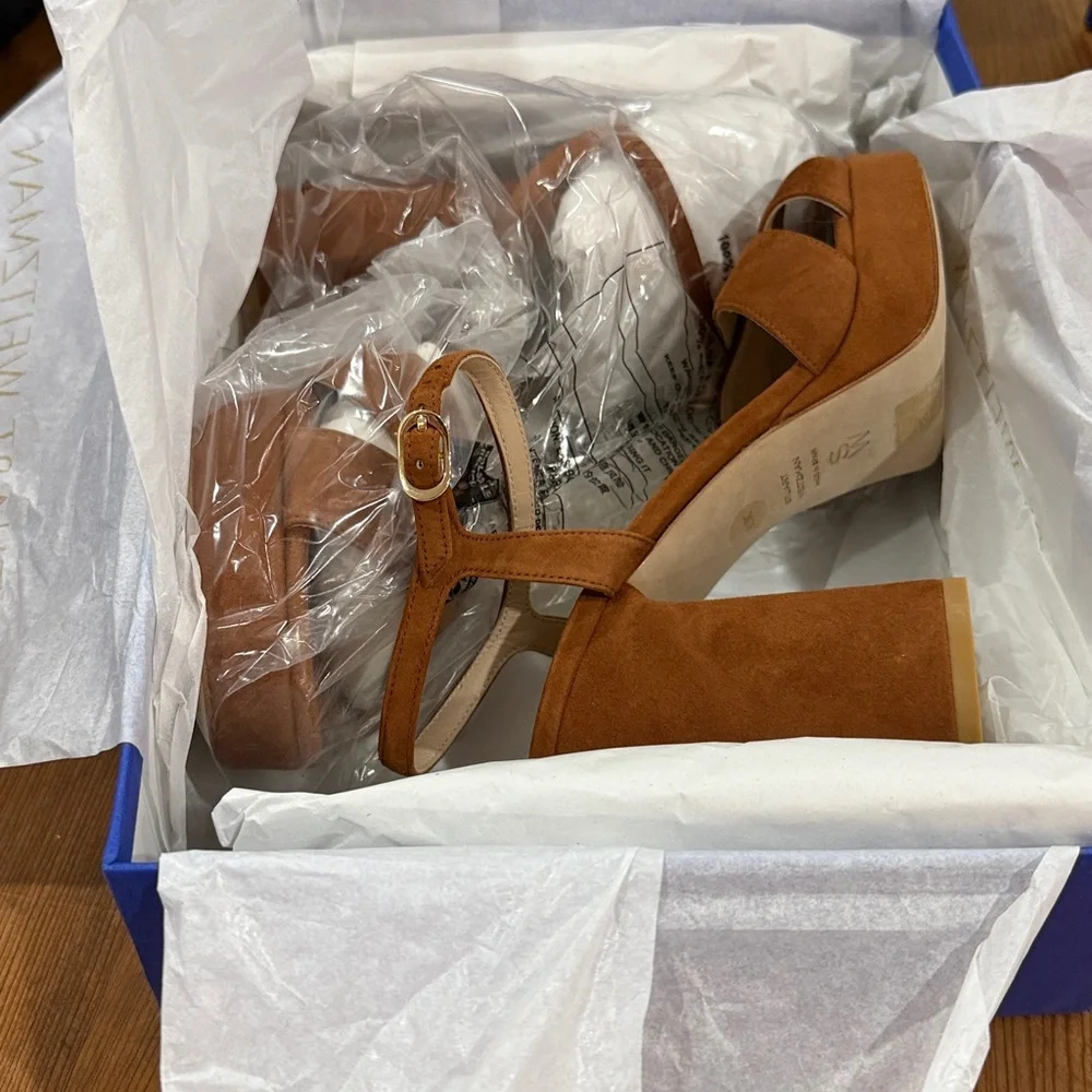 Stuart Weitzman Brown Suede Dayna Platform Sandal